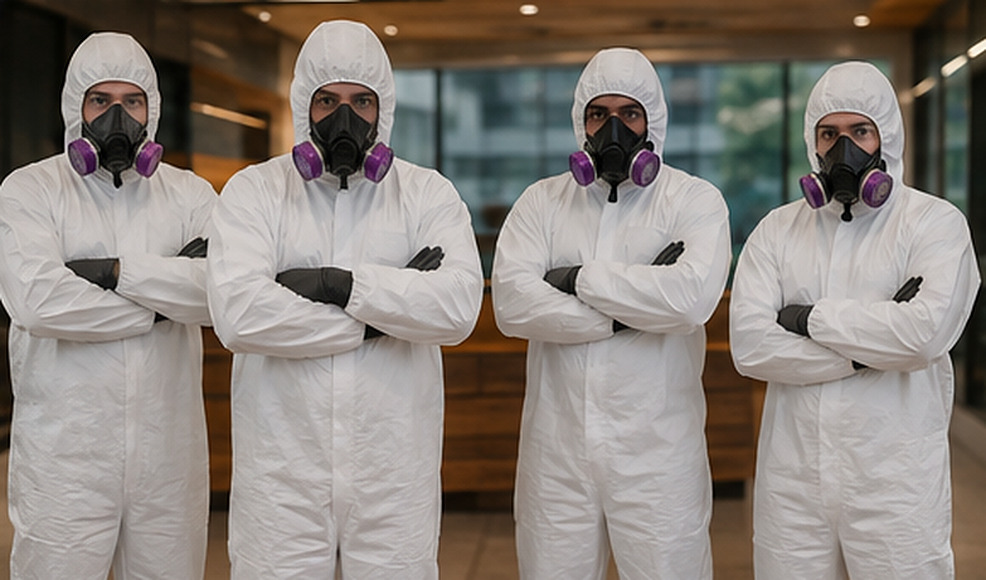 Critical Incident Recovery Services crew in full protective equipment